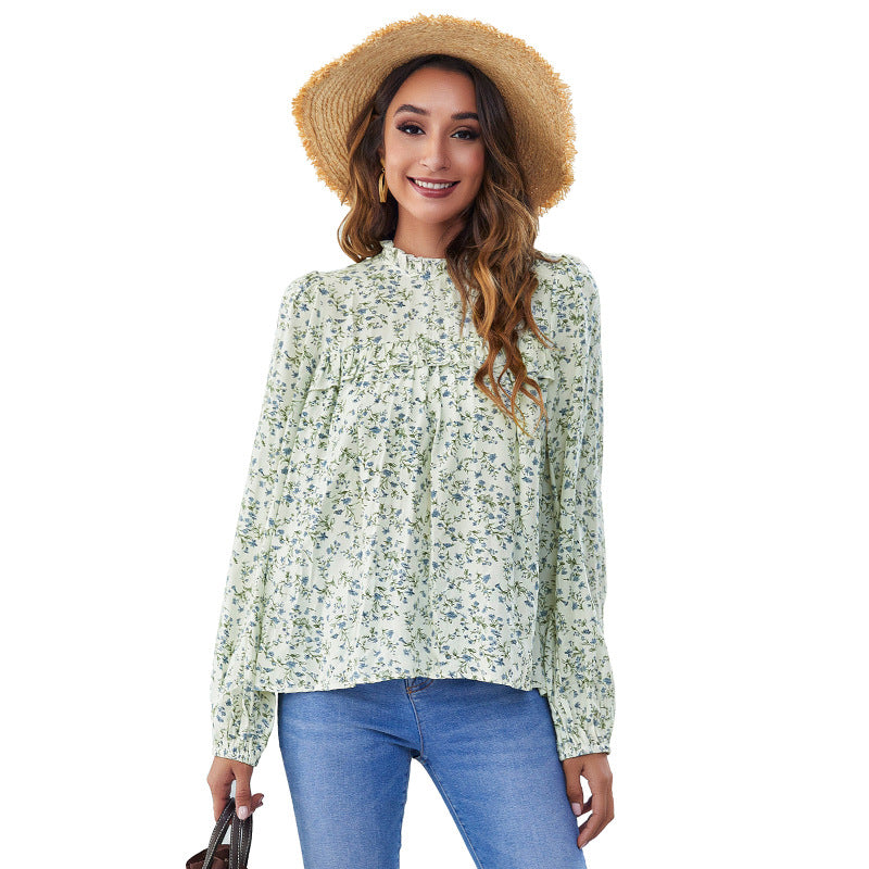 Casual Long Sleeves Spring Top Blouses for Women
