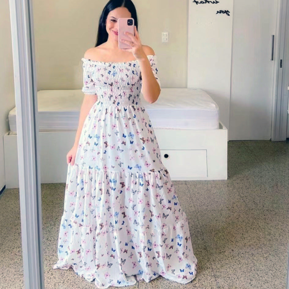 Sexy Off The Shoulder Flowers Long Dresses