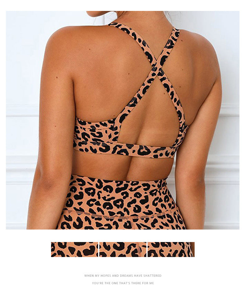 Fashion Leopard Print Backless Yoga Suits