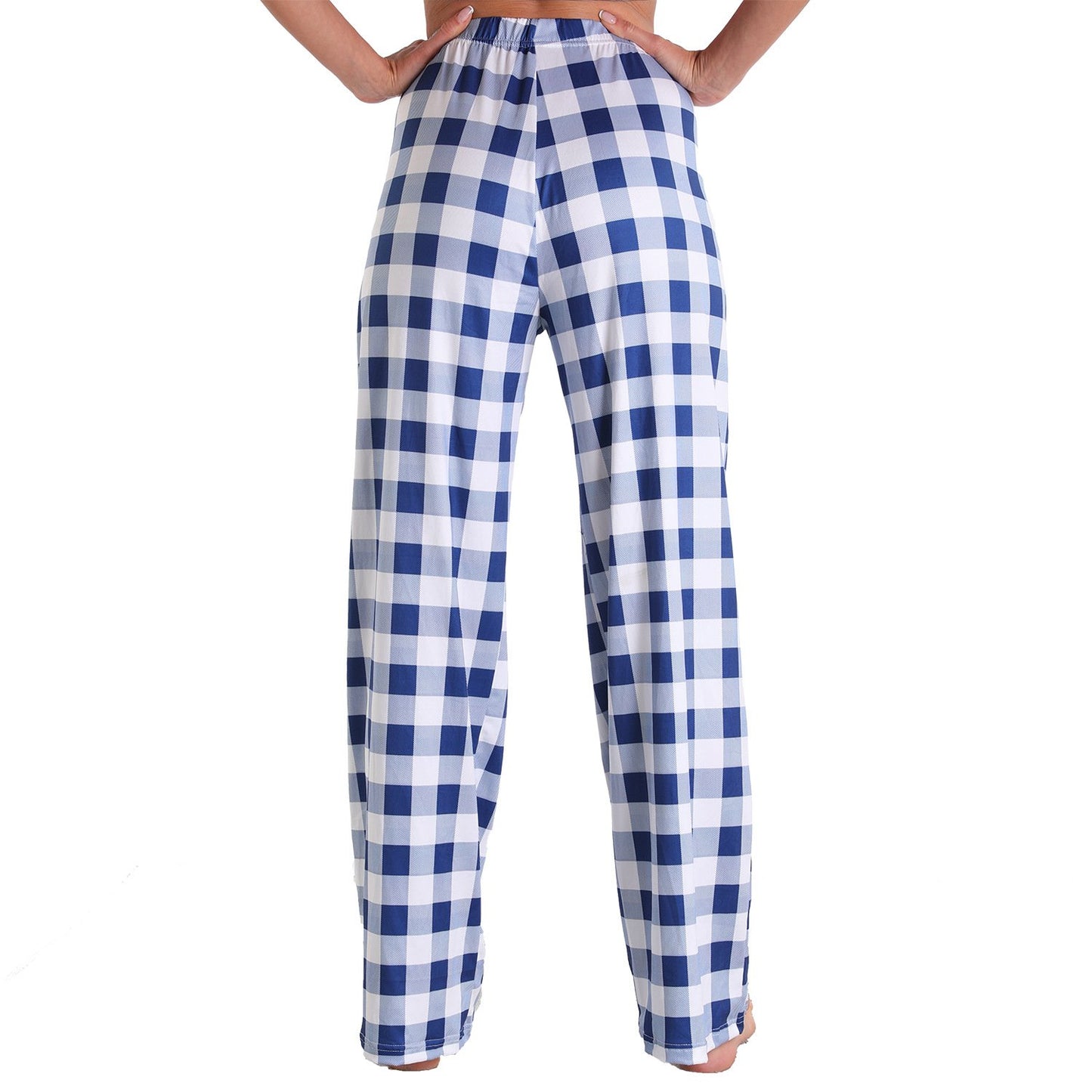 Causal Plaid Women Pajamas Pants Elastic Cord