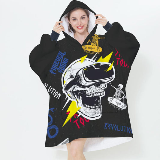 Unisex Skull Print Lazy Person Wearable Blanket--Free Shipping at meselling99
