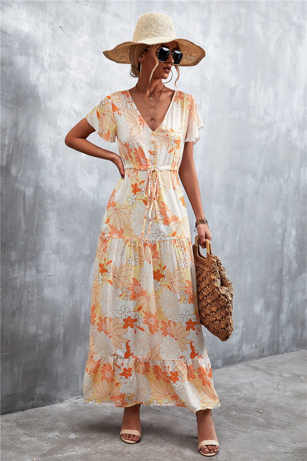 Casual V Neck Long Maxi Dresses