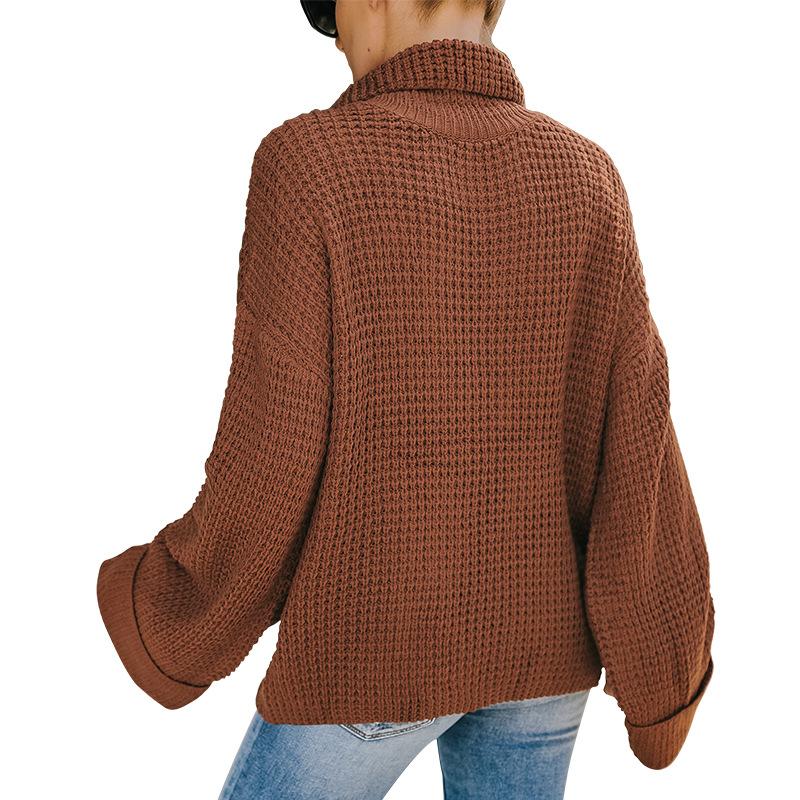 Women High Neck Knitting Fall Sweaters-STYLEGOING