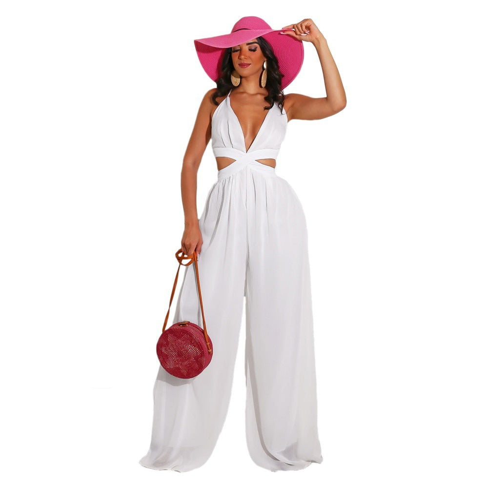 Sexy Chiffon Backless Women Jumpsuits