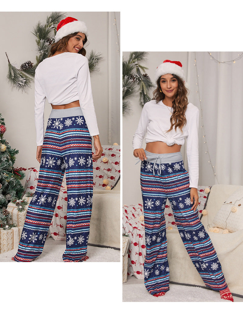 Casual Merry Christmas Wide Legs Pants for Women