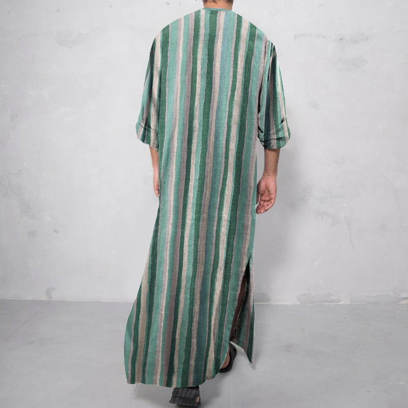 Casual Striped Men's Long Robes