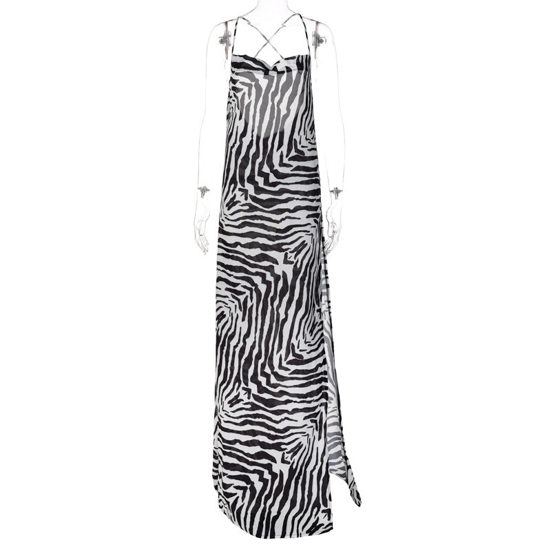 Zebra Design Sexy Backless Beach Dresses