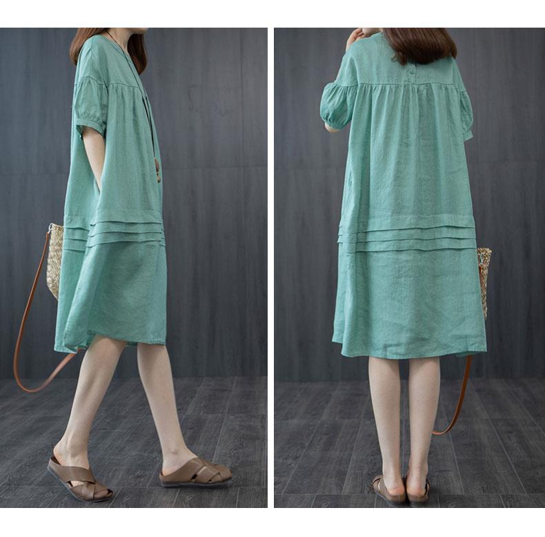 Leisure Linen Summer Plus Sizes A Line Midi Dresses