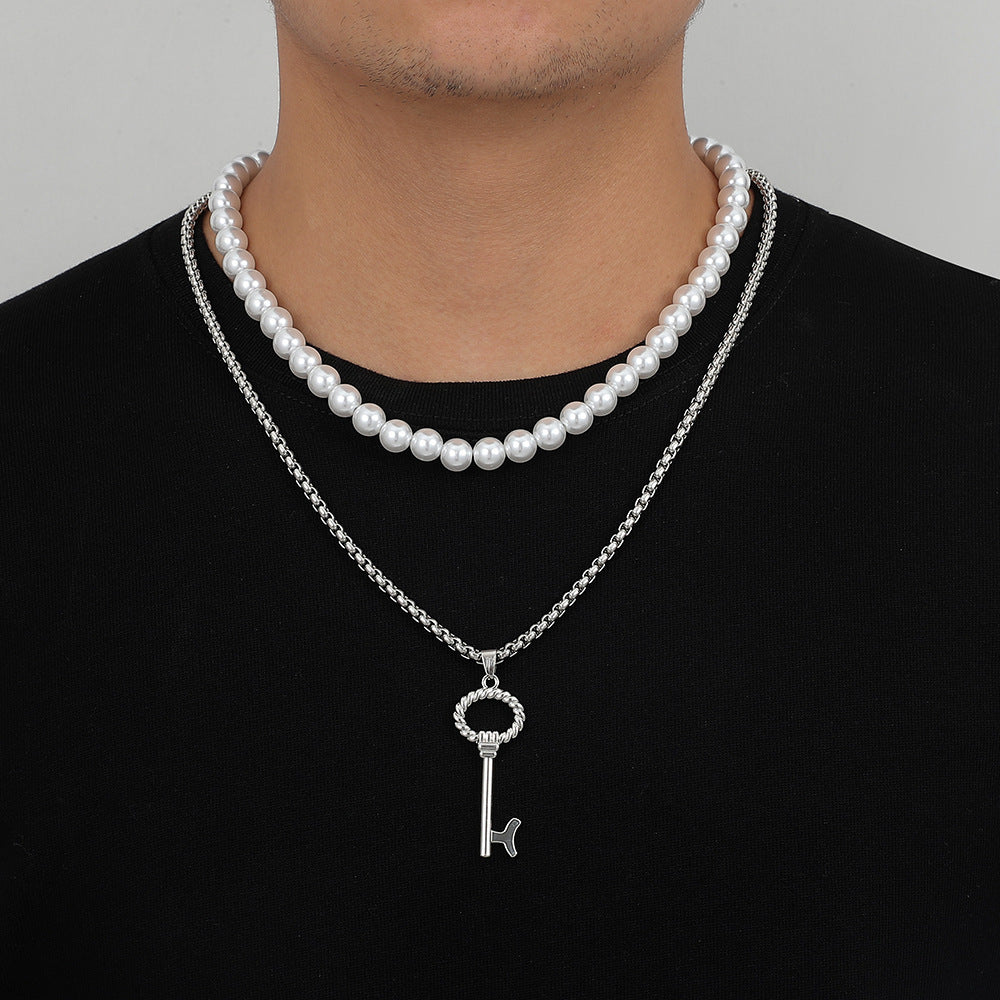 Fashion Hip Top Style Pearl Necklace for Men