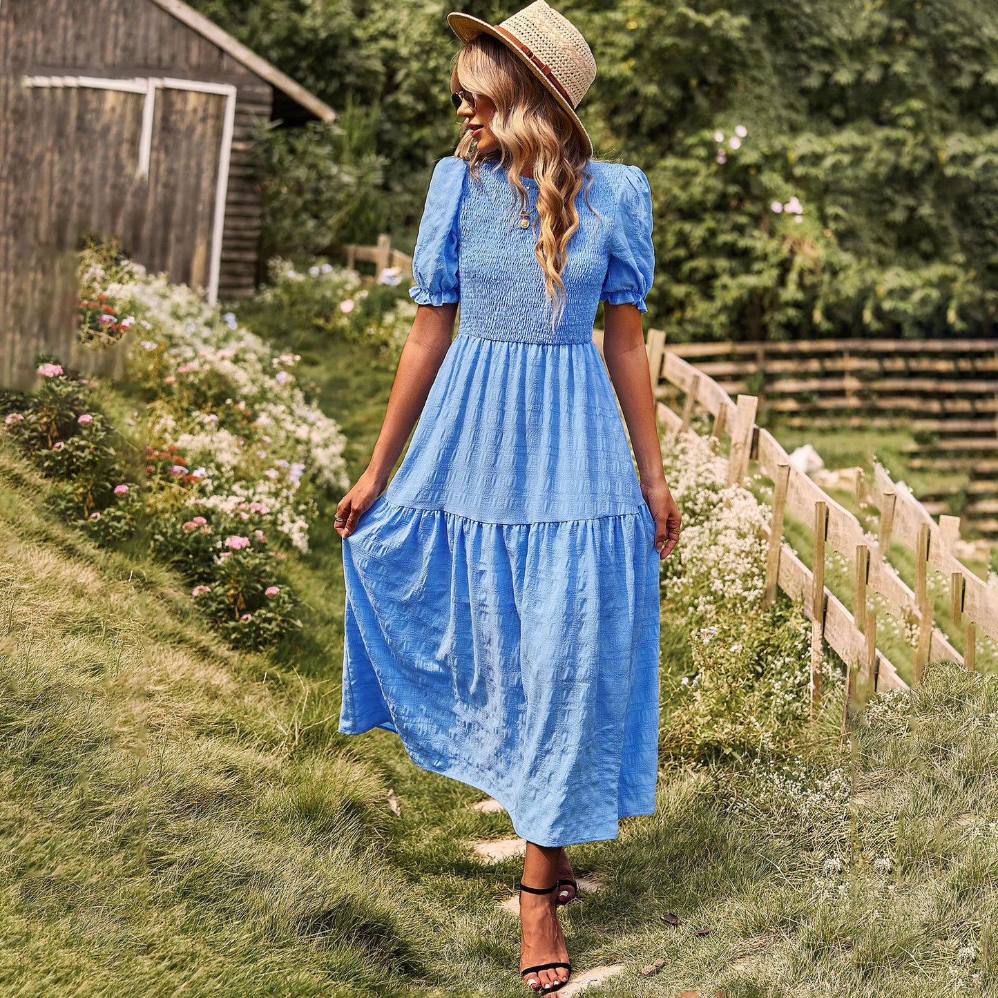 Casual Short Sleeves A Line Midi Dresses