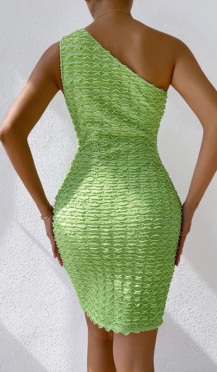 Sexy Green One Shoulder Sheath Dresses