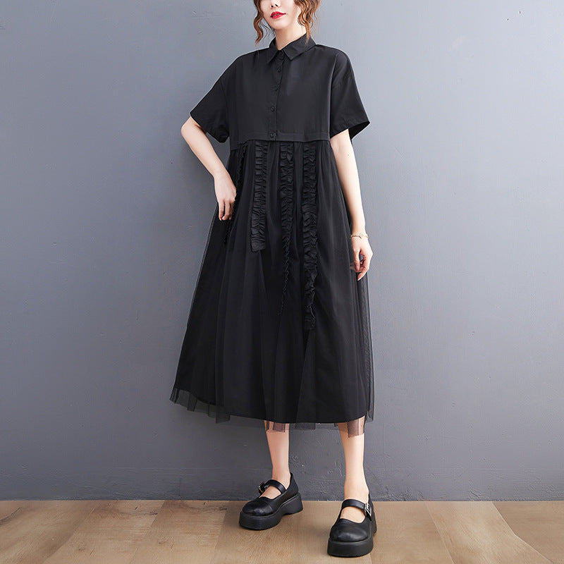 Sexy Summer Tulle  Black A Line Long Shirts Dresses