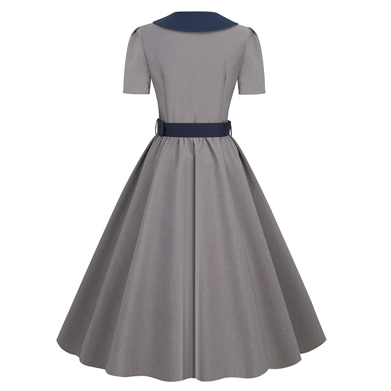 Vintage Grey Women Midi Dresses