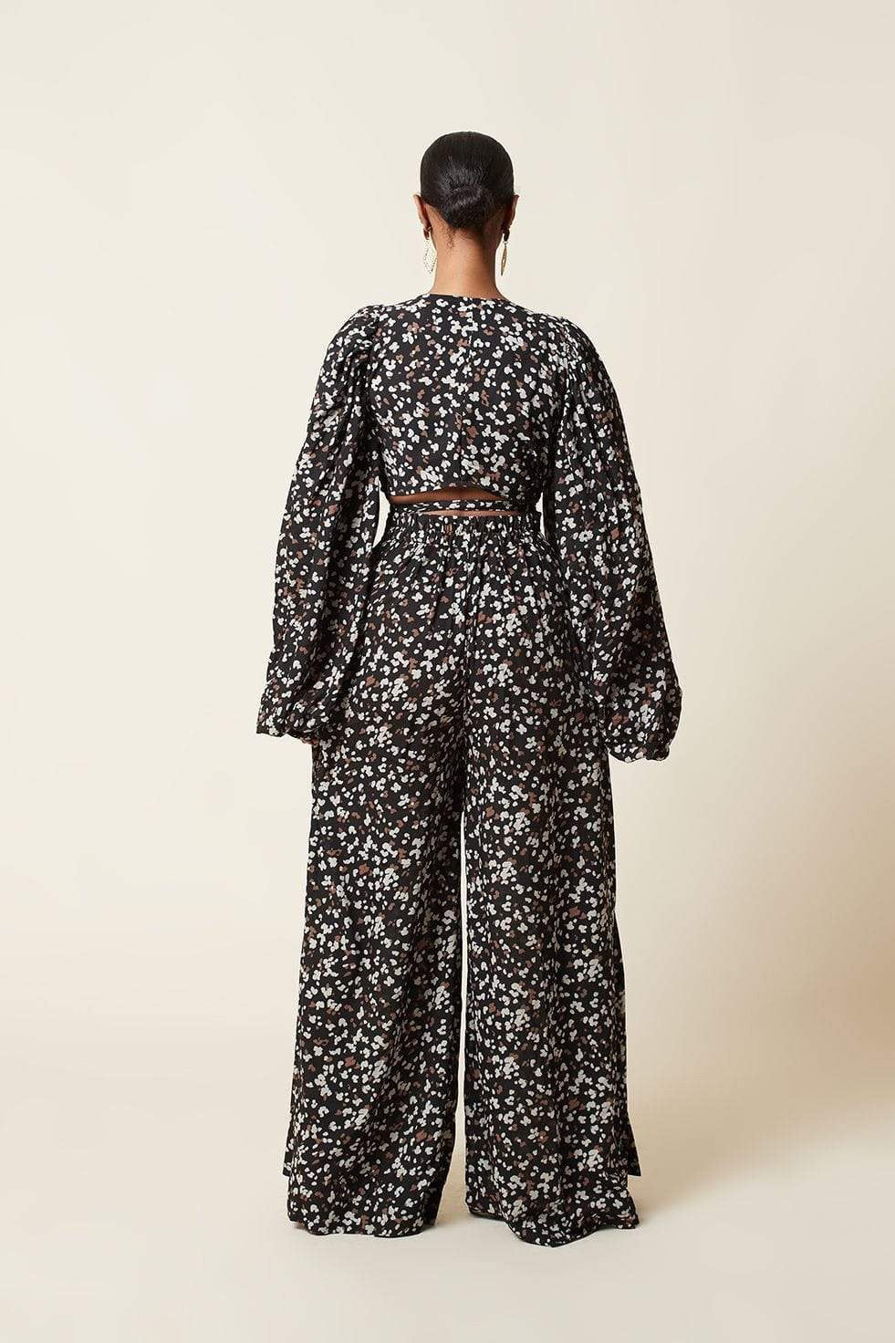 Women Leopard Print Puff Sleeves Suits-STYLEGOING