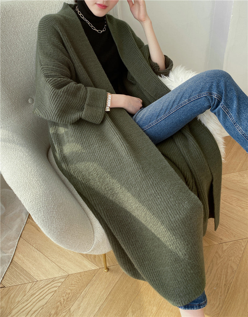 Cozy Lazy Style Long Knitting Overcoats for Women