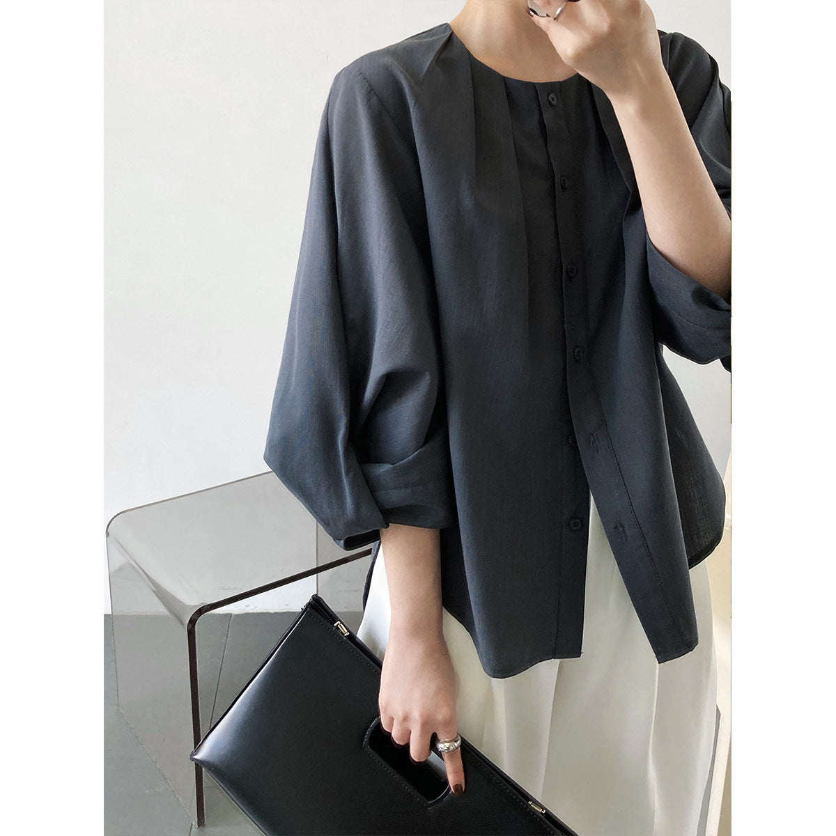 Elegant Linen Women Long Sleeves Blouses Shirts