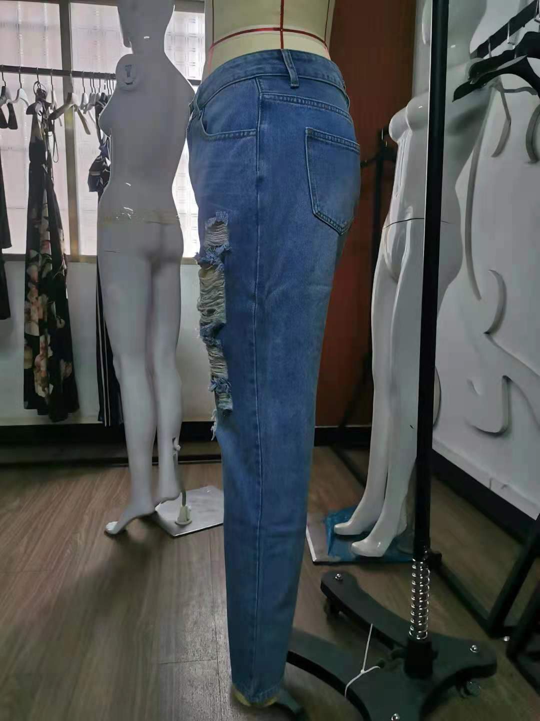 Casual Women Broken Holes Denim Jeans--Free Shipping at meselling99