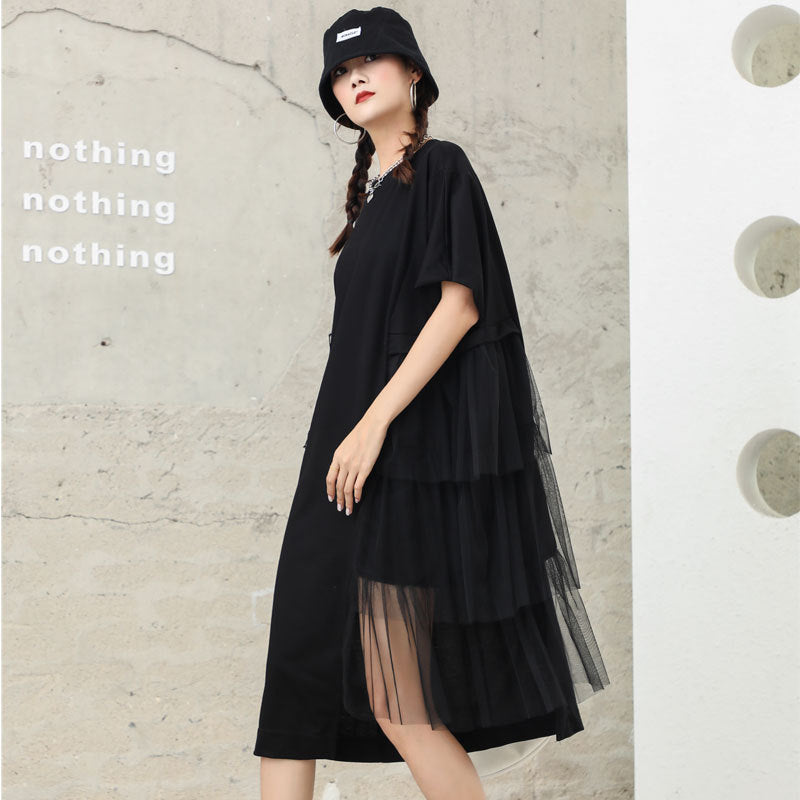 Black Tulle Irregular Summer Long Midi Dresses