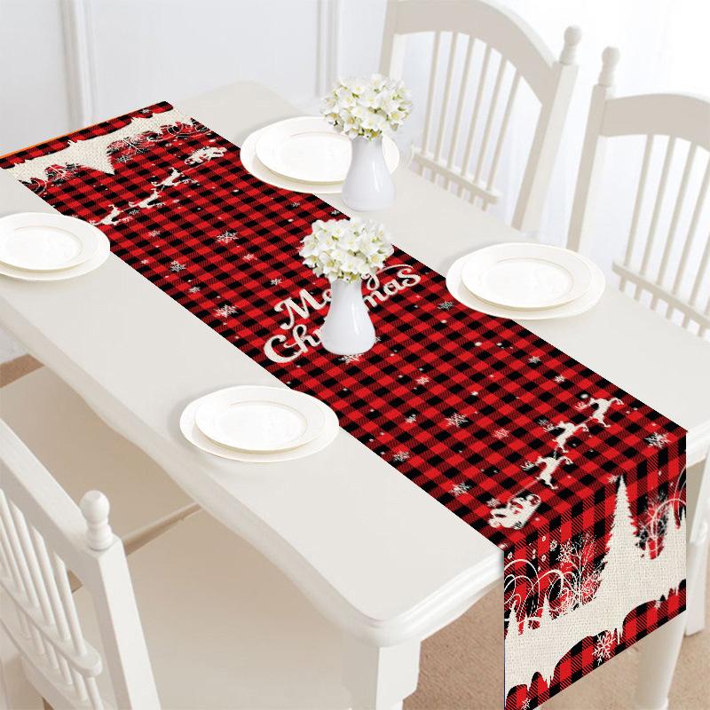 Merry Christmas Linen Table Runner