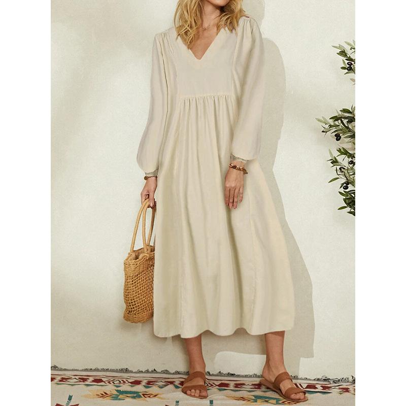 Leisure Cotton Long Sleeves Day Dresses-STYLEGOING