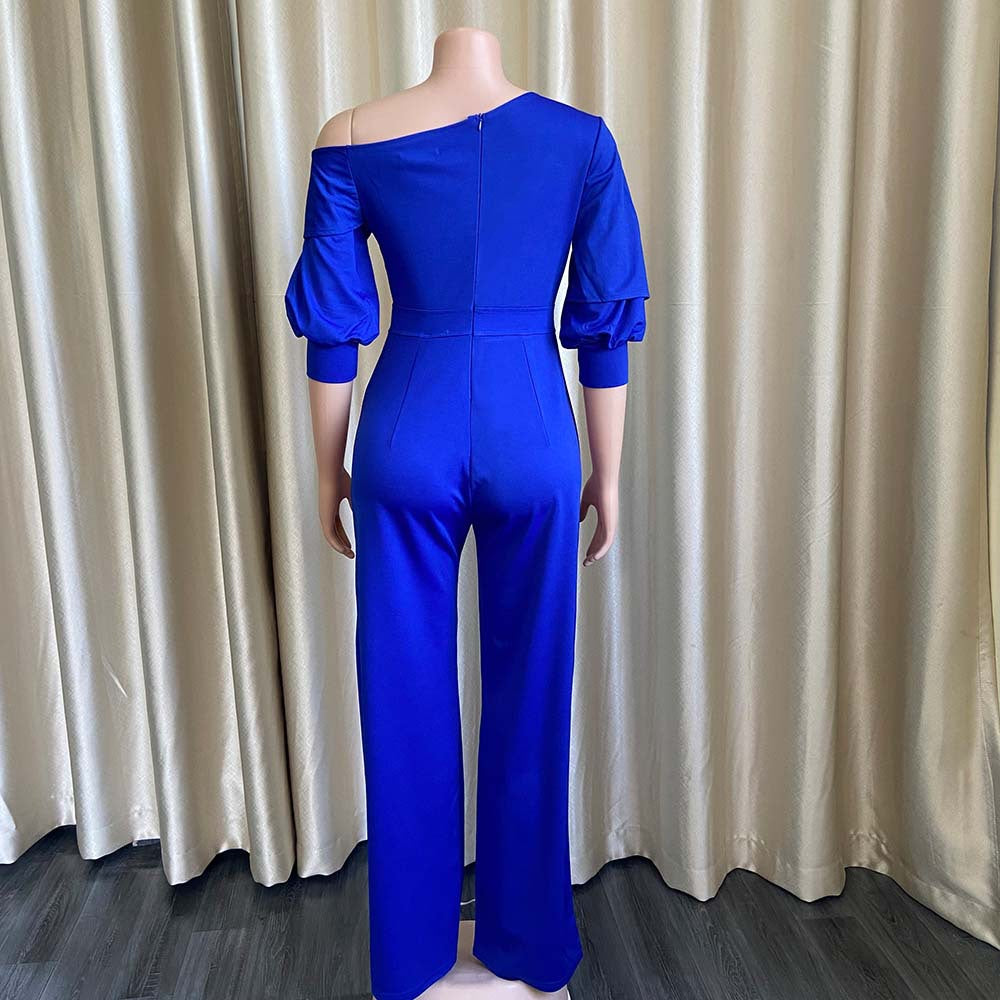Sexy One Shoulder Long Sleeves Plus Sizes Jumpsuits