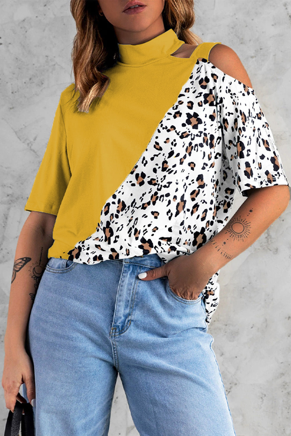 Casual Leopard Print Short Sleeves T Shirts for Women