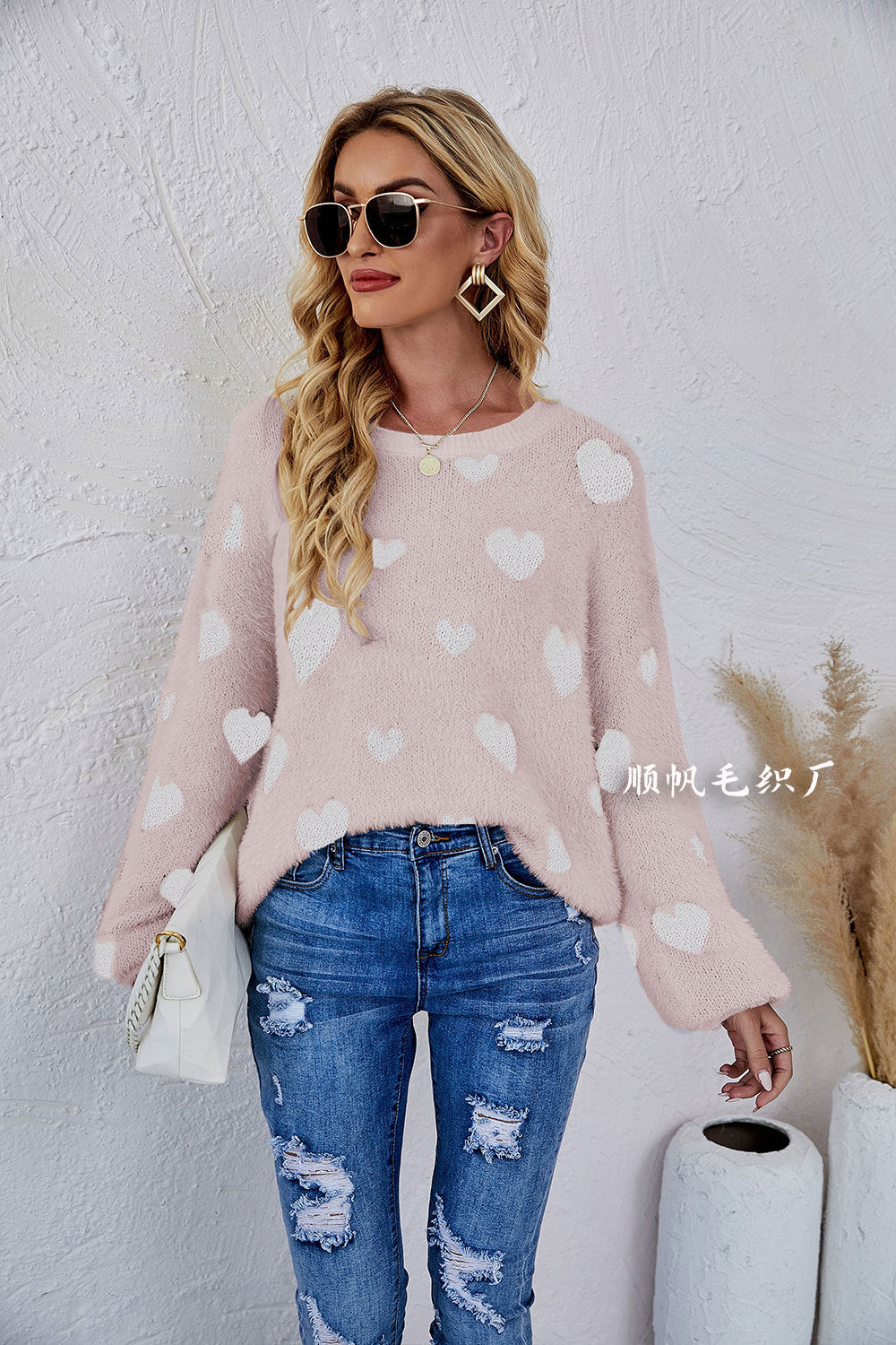 Casual Sweetheart Design Knitting Pullover Sweaters