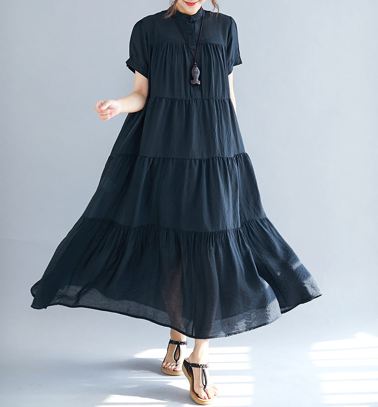 Summer Plus Sizes Black Elegant Long Dresses