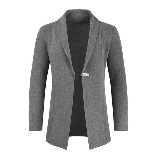 Casual Knitted Turnover Collar Men Fall Cardigan