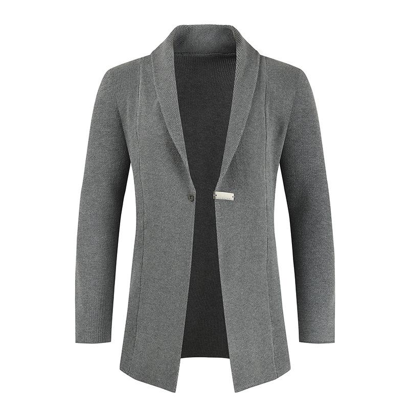 Casual Knitted Turnover Collar Men Fall Cardigan