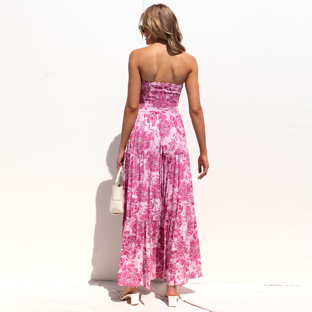 Sexy Summer Strapless Lace Up Long Maxi Dresses