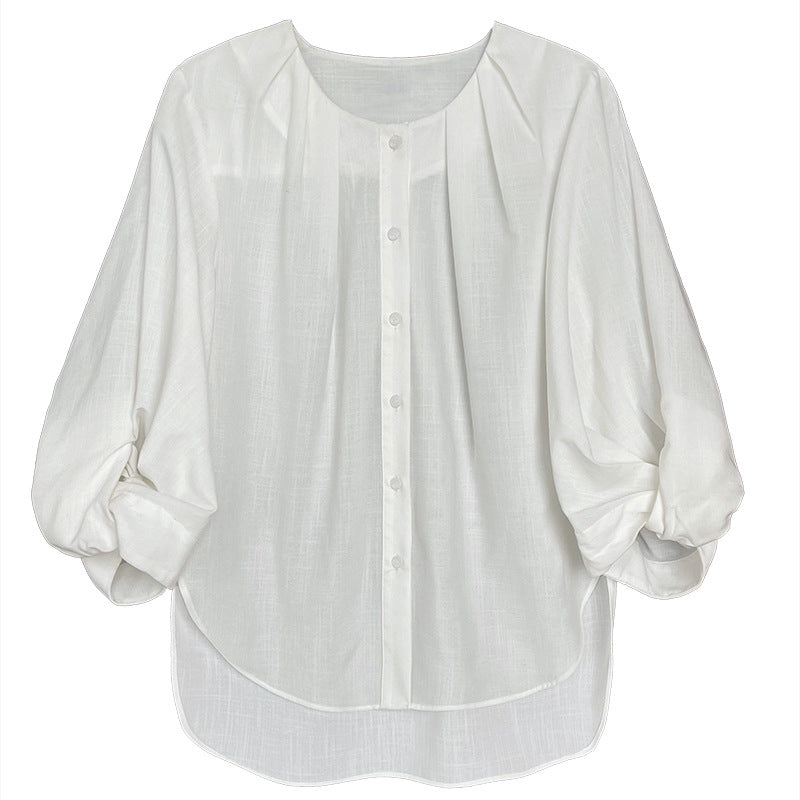 Elegant Linen Women Long Sleeves Blouses Shirts