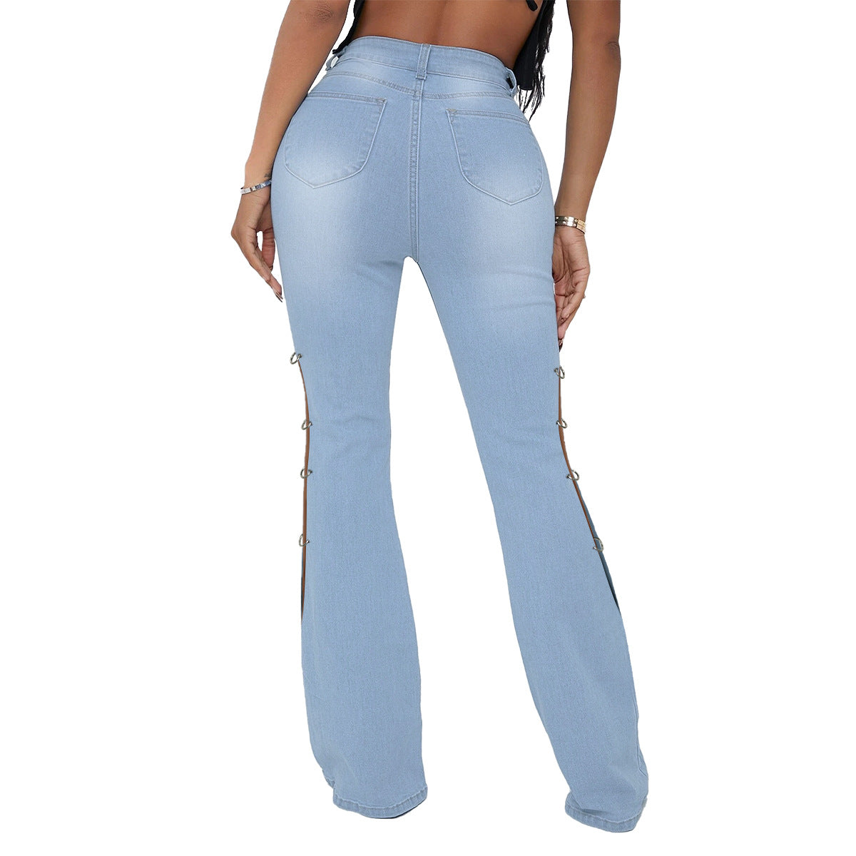 Fashion Metal Denim Women Trumpet Jeans