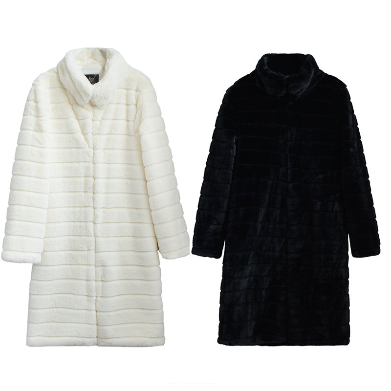 Fashion Artificial Fur Winter Long Overcoats for Women