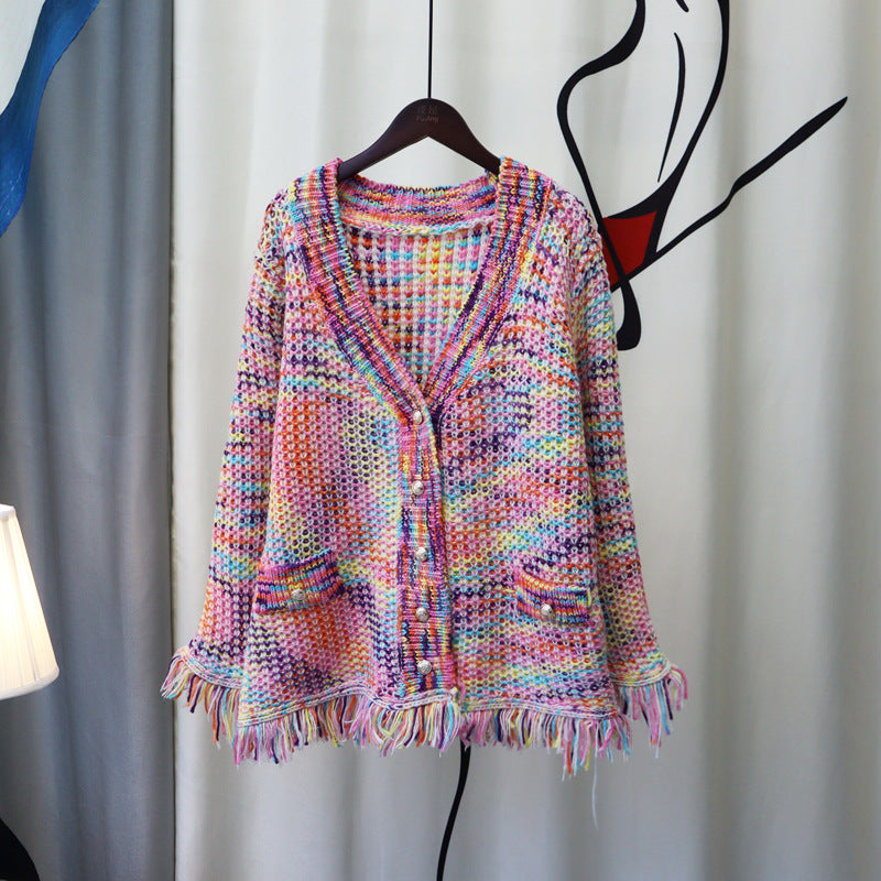 Designed Colorful Knitting Cardigan Sweaters
