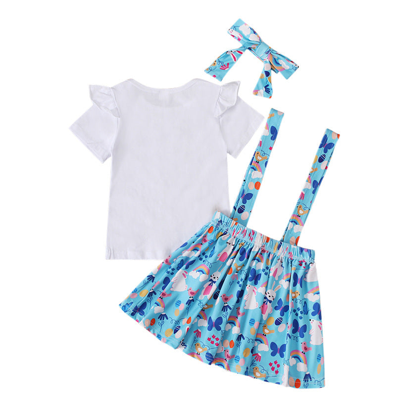 Easter Day Summer Girls Dresses Withe Letter&rabbit Design