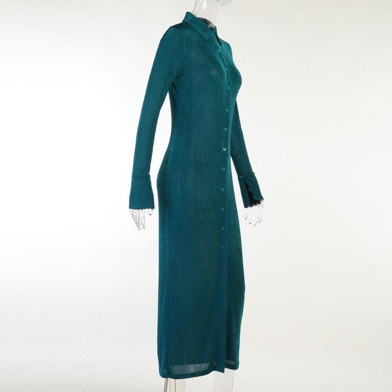 Sexy High Waist Knitting Long Sleeves Split Long Dresses--Free Shipping at meselling99