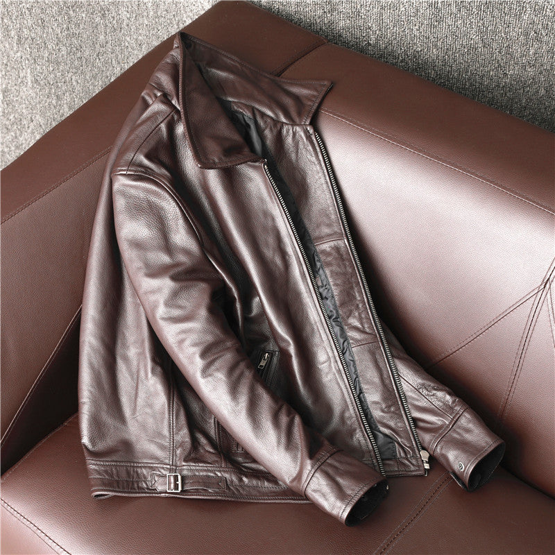 Brown Cowhide Leather Business Jackets for Men
