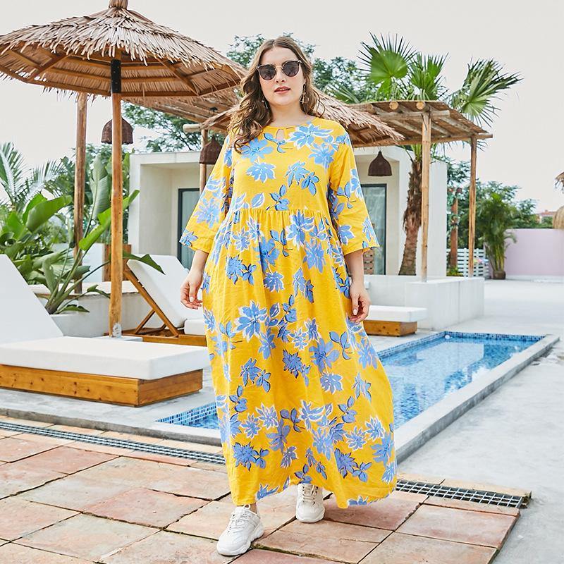 Casual Loose Half Sleeves Maxi Dresses-STYLEGOING