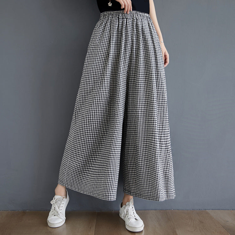 Summer High Elastic Waist Linen Women Loose Pants