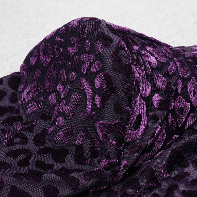 Vintage Leopard Purple Elastic Sexy Party Dresses