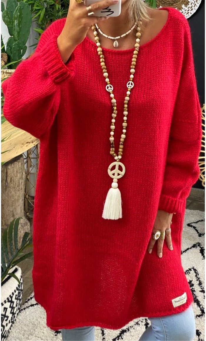Casual Women Round Neck Knitting Loose Sweaters-STYLEGOING