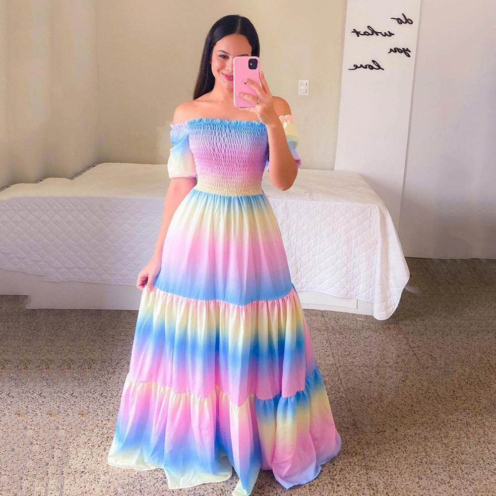 Sexy Off The Shoulder Flowers Long Dresses