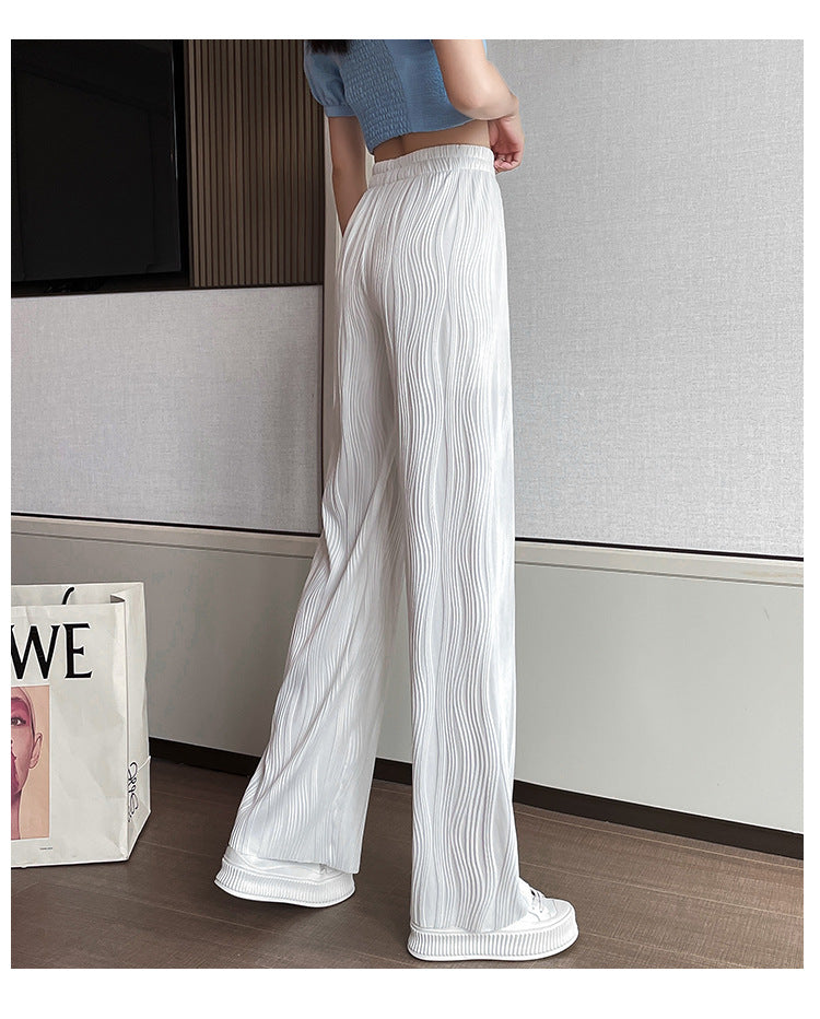 Casual Water Ripple High Waist Summer Pants for Women