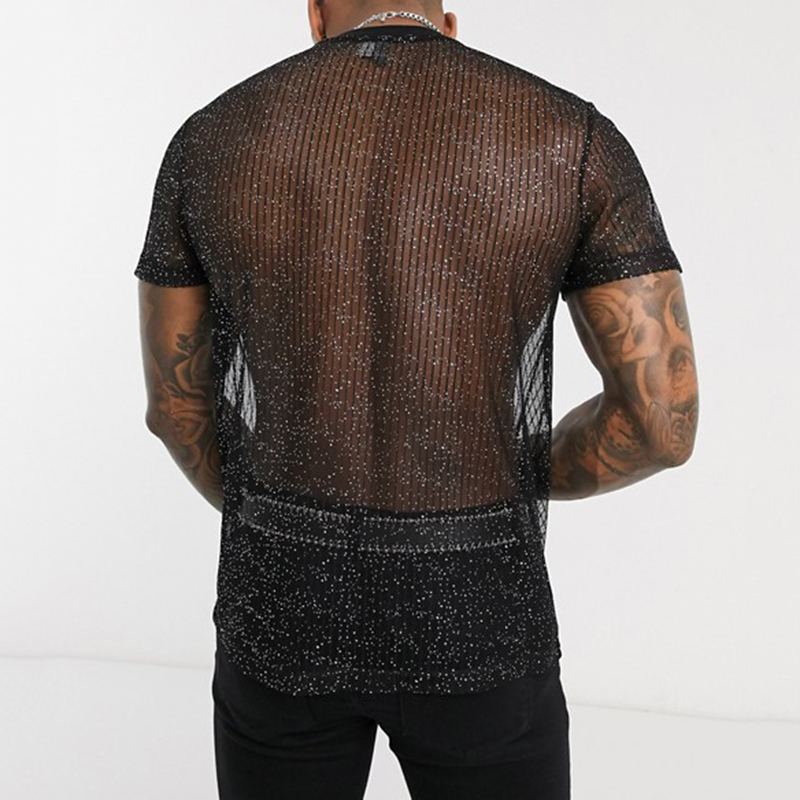 Sexy See Through Tulle Men's Night Party Shirts