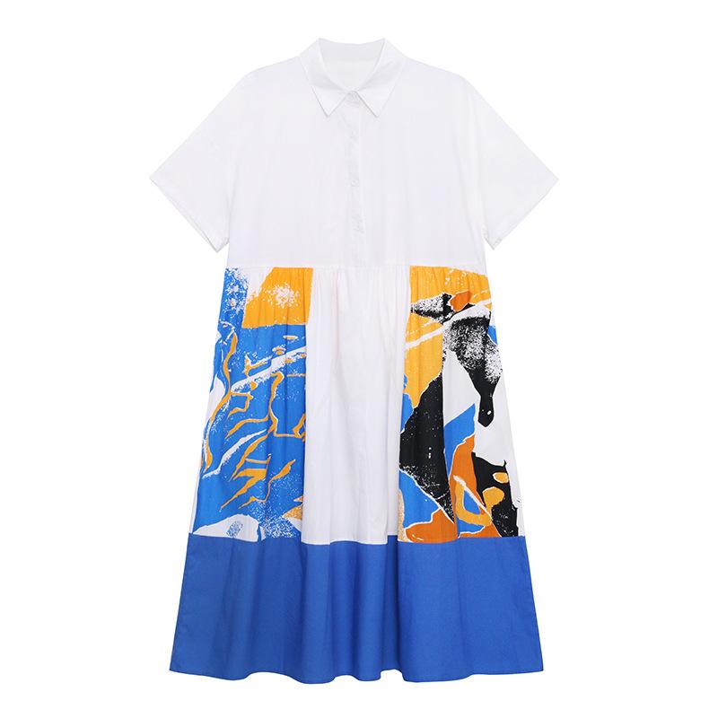 Summer Casual Loose A Line Short Shirts Dresses-STYLEGOING