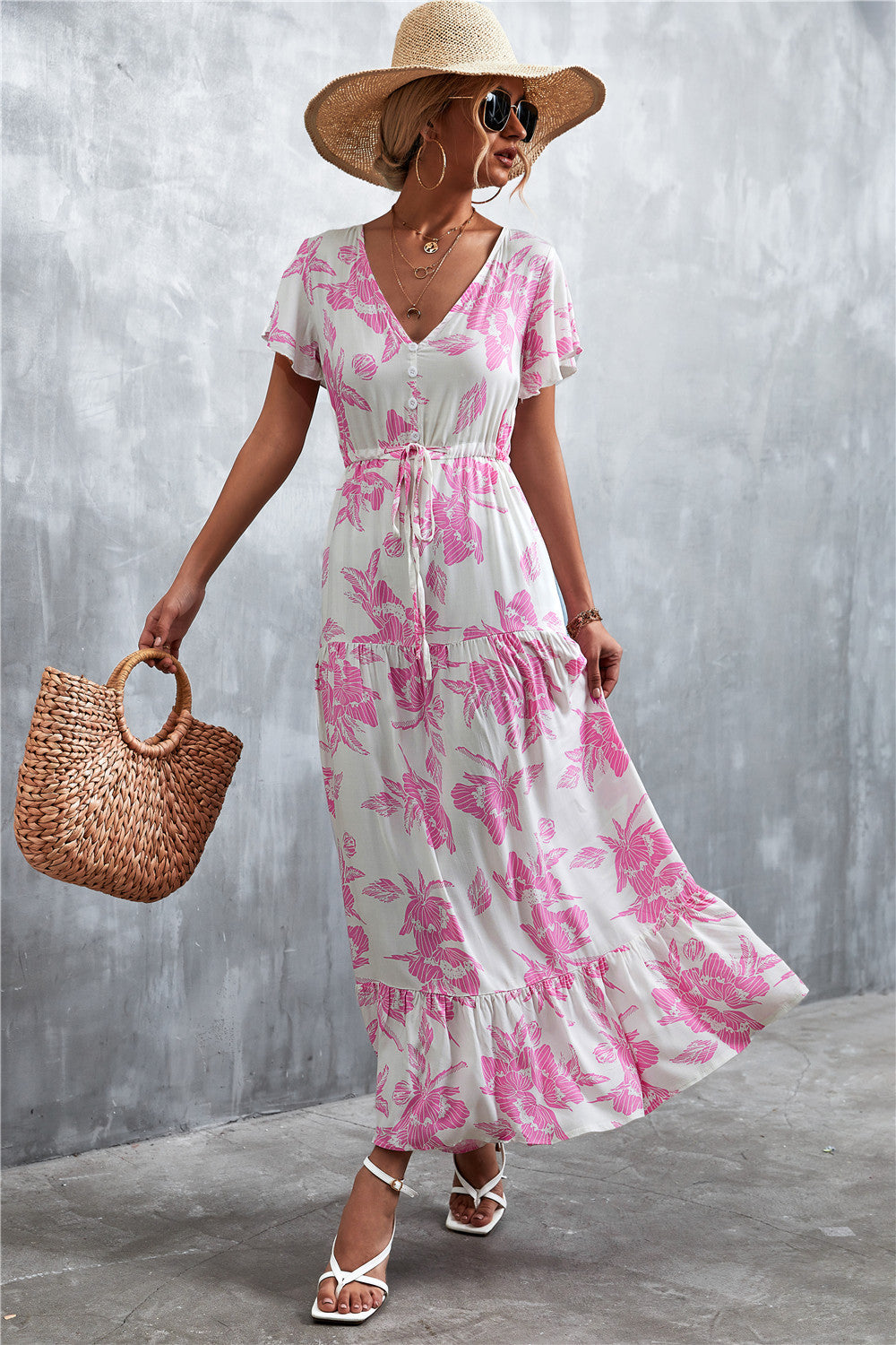 Casual V Neck Long Maxi Dresses