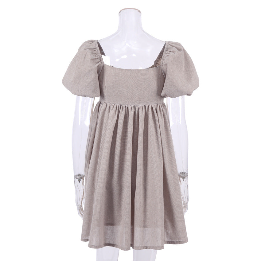 Lovely Linen Square Neckline Mini Dresses