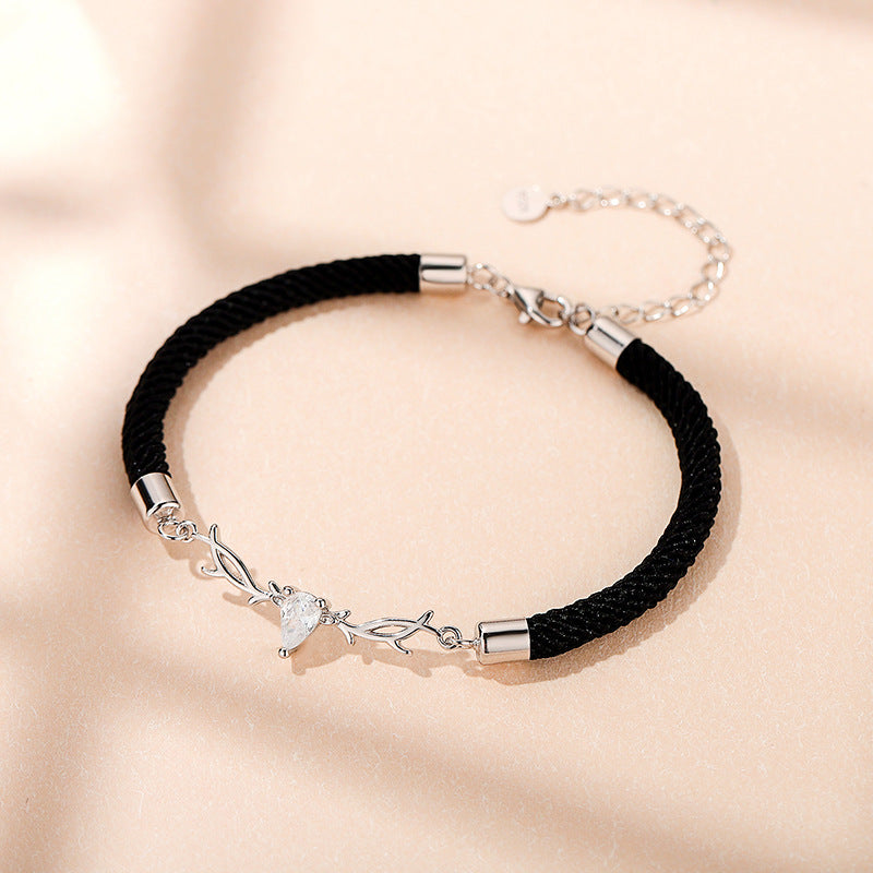 You Always Here Designed His and Hers Couple Silver Bracelets