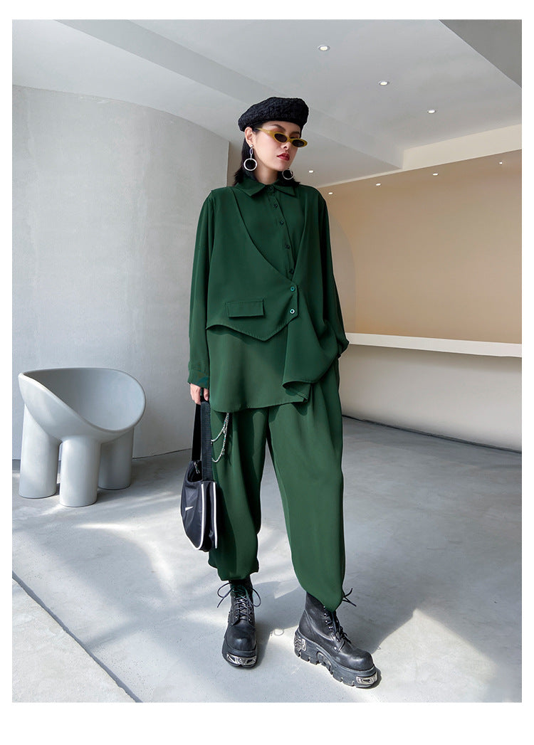 Leisure Women Two Pieces Long Sleeves Shirts & Pants